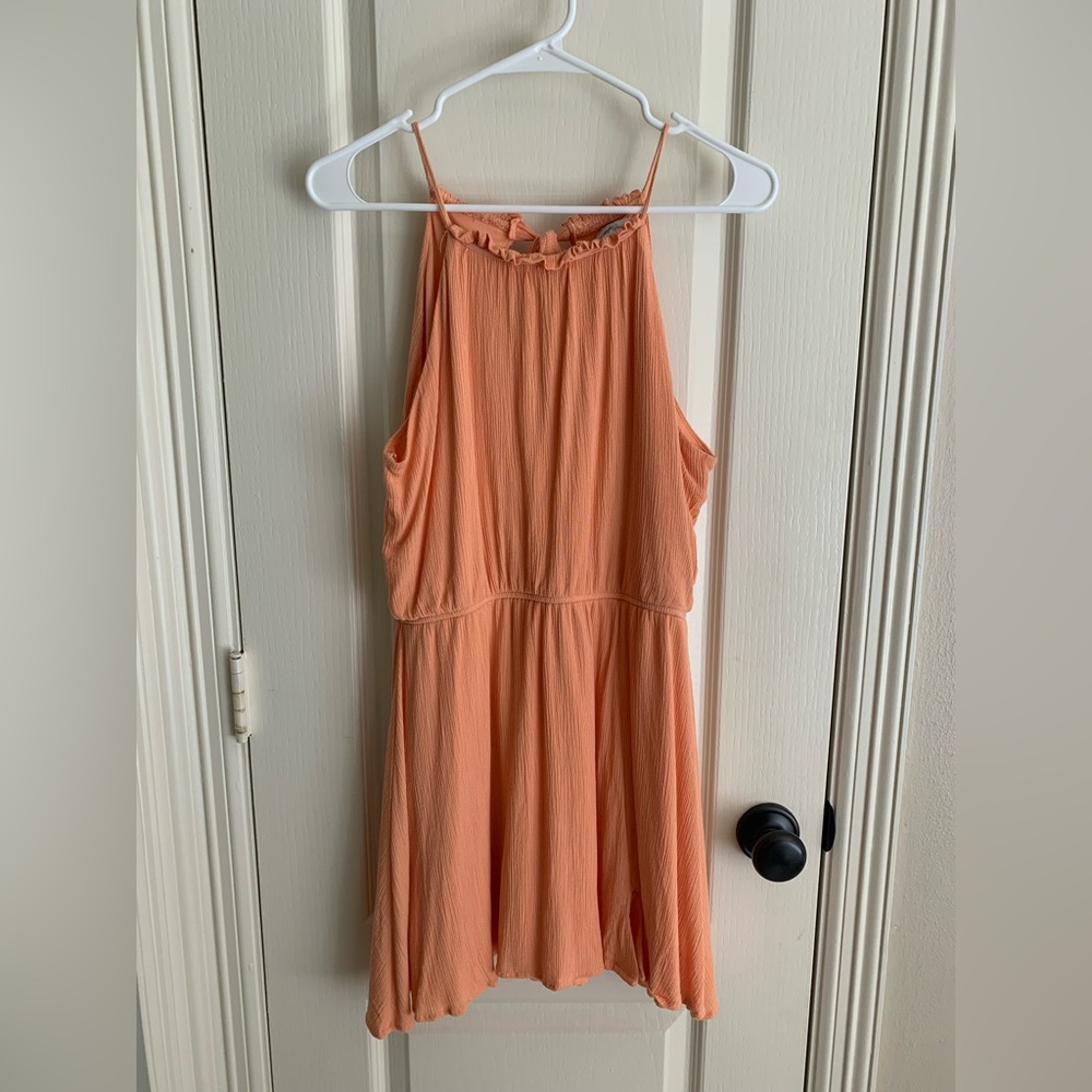 Blue Rain Orange Halter Dress